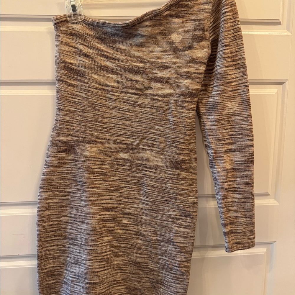 Bebe Gold One-Shoulder Bodycon Dress